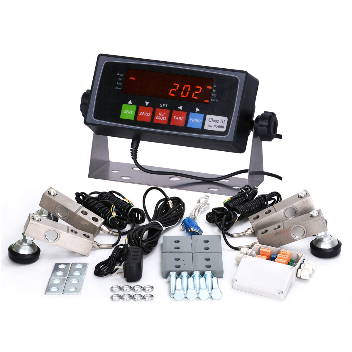 PEC Tools Digital Indicator Kit For Floor Scale for Warehouse and Animal  Weighing - 5,000 Lbs. Capacity Load Cells, Mounting Plates, and Summing  Card