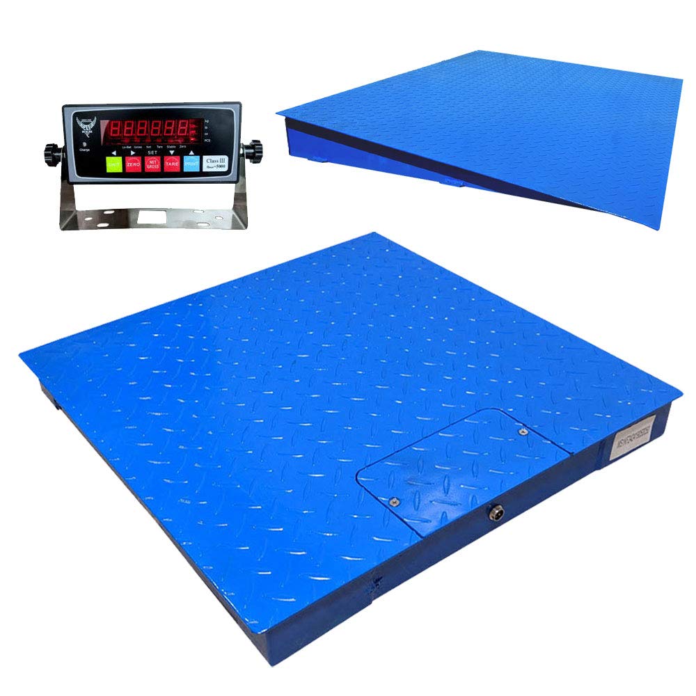 PEC Scales Heavy-Duty Industrial Floor Scale with Carbon Steel Ramp, Accurate Digital Indicator Included