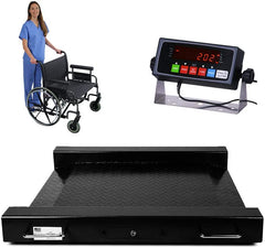 PEC Wheelchair Scale/Digital Medical Scale with Dual Ramp, Side Handles and Wheels for Easy Moving, Capacity 1000 x 0.2 lb