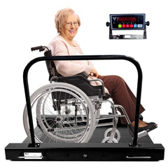 PEC Wheelchair Scale/Digital Medical Scale with Dual Ramp, Side Handles and Wheels for Easy Moving, Capacity 1000 x 0.2 lb